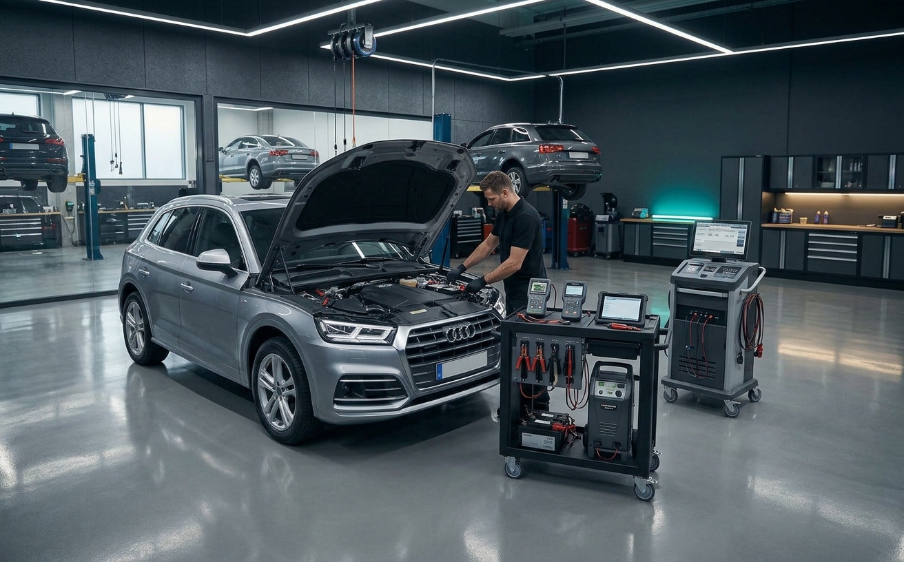 Auto Millennium service bay set up for battery testing and replacement
